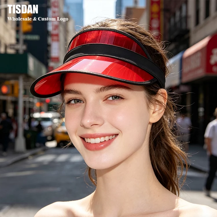 No‑Light Version Red Head‑Mounted UV Protection Sports Visor
