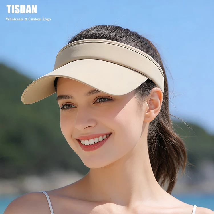 Beige Customizable Ice Silk Empty Top Sun Visor Hat for Summer Outdoor