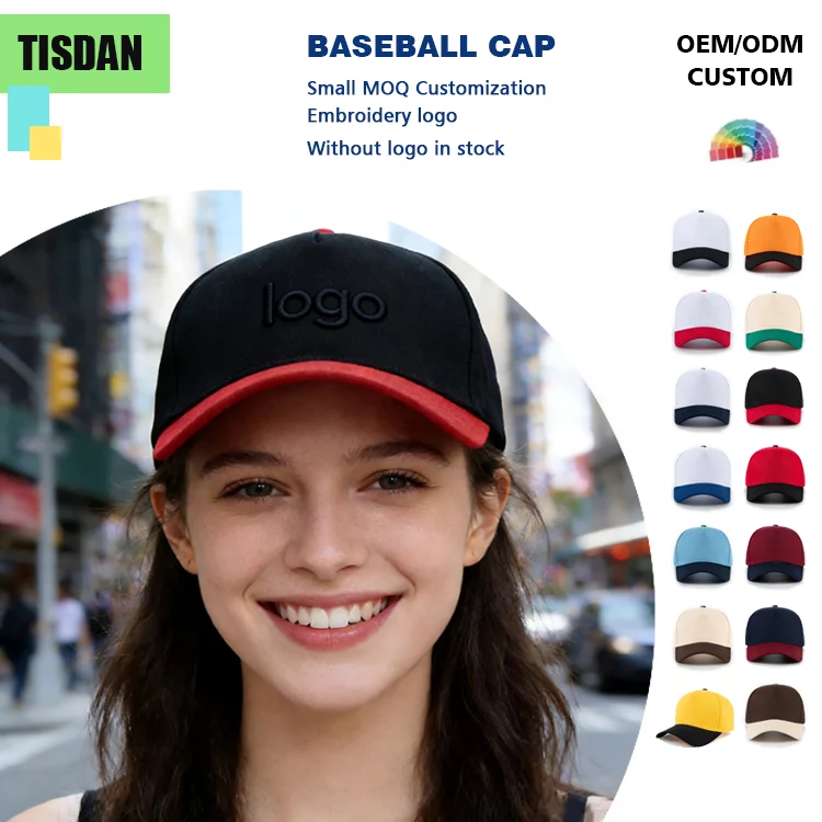 Custom Tone Baseball Cap with Logo Embroidery Black & Red – Small MOQ Unisex Adjustable Sports Dad Hat