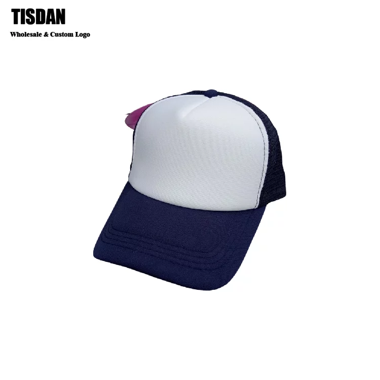 Custom Tone Baseball Cap with Logo Embroidery Navy Blue & White – Small MOQ Unisex Adjustable Sports Dad Hat
