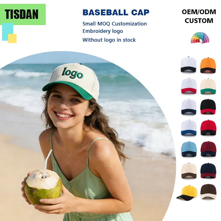 Custom Tone Baseball Cap with Logo Embroidery White & Green – Small MOQ Unisex Adjustable Sports Dad Hat