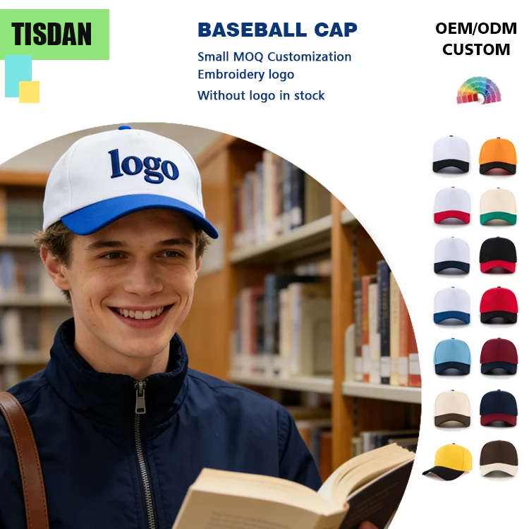 Custom Tone Baseball Cap with Logo Embroidery White & Navy Blue – Small MOQ Unisex Adjustable Sports Dad Hat
