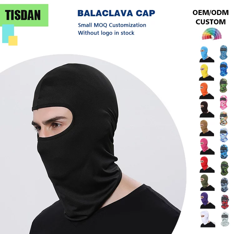 Custom Logo Balaclava All Season Lycra Cycling Face Mask for Men Women Black – UV & Wind Protection for Outdoor Sports