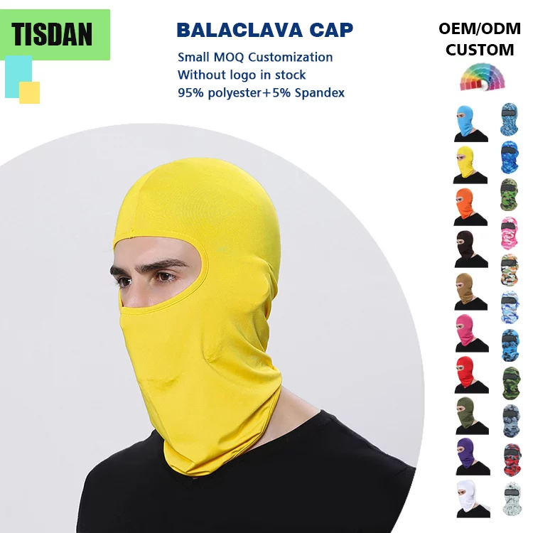 Custom Logo Balaclava All Season Lycra Cycling Face Mask for Men Women Bright Yellow – UV & Wind Protection for Outdoor Sports