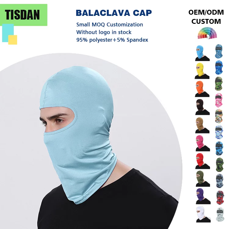 Custom Logo Balaclava All Season Lycra Cycling Face Mask for Men Women Light Blue – UV & Wind Protection for Outdoor Sports