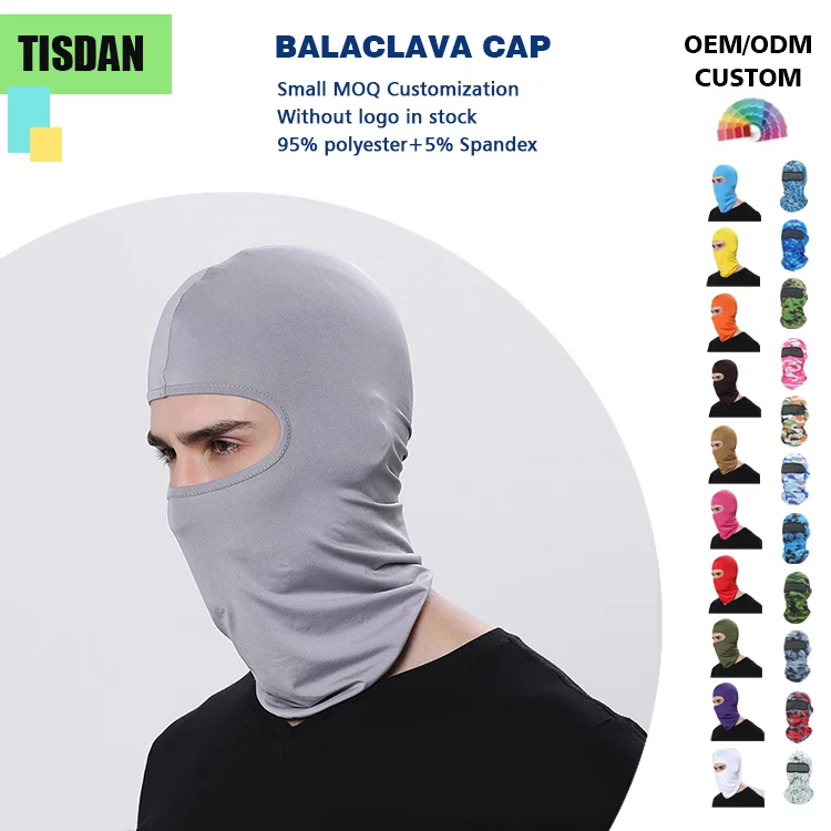 Custom Logo Balaclava All Season Lycra Cycling Face Mask for Men Women Light Gray – UV & Wind Protection for Outdoor Sports