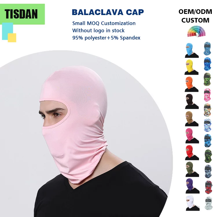 Custom Logo Balaclava All Season Lycra Cycling Face Mask for Men Women Light Pink – UV & Wind Protection for Outdoor Sports