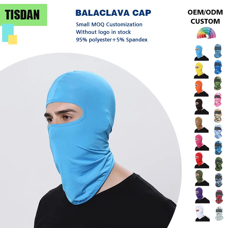 Custom Logo Balaclava All Season Lycra Cycling Face Mask for Men Women Sky Blue – UV & Wind Protection for Outdoor Sports