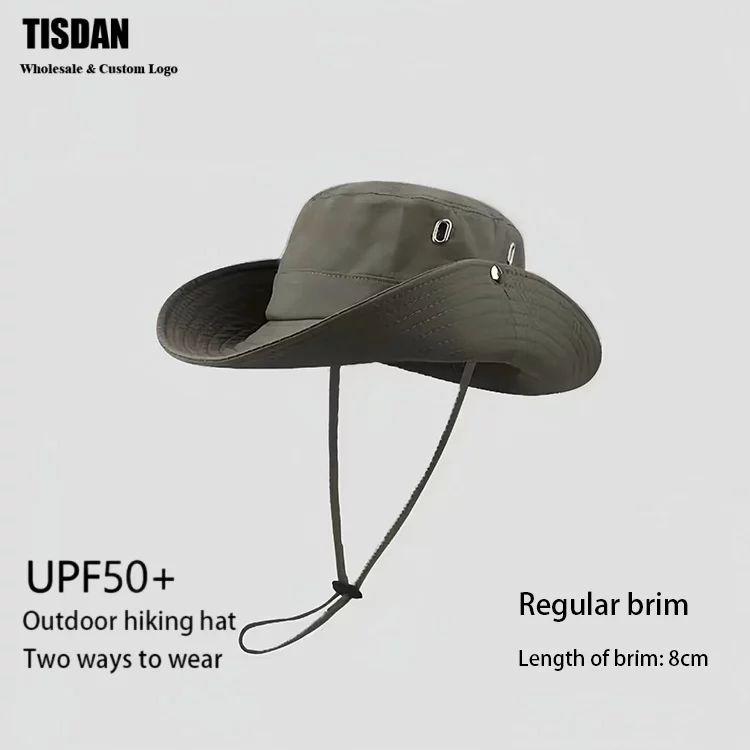 Custom Logo Hiking Sun Hat UPF+ Army Green – Wide Brim Waterproof Outdoor Bucket Hat for Branding