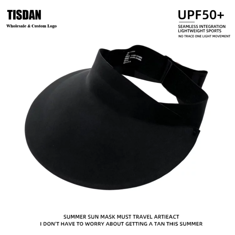 Custom Logo Ice Silk Sun Visor Black – Breathable & Cool Wide Brim with Unobstructed Vision ()