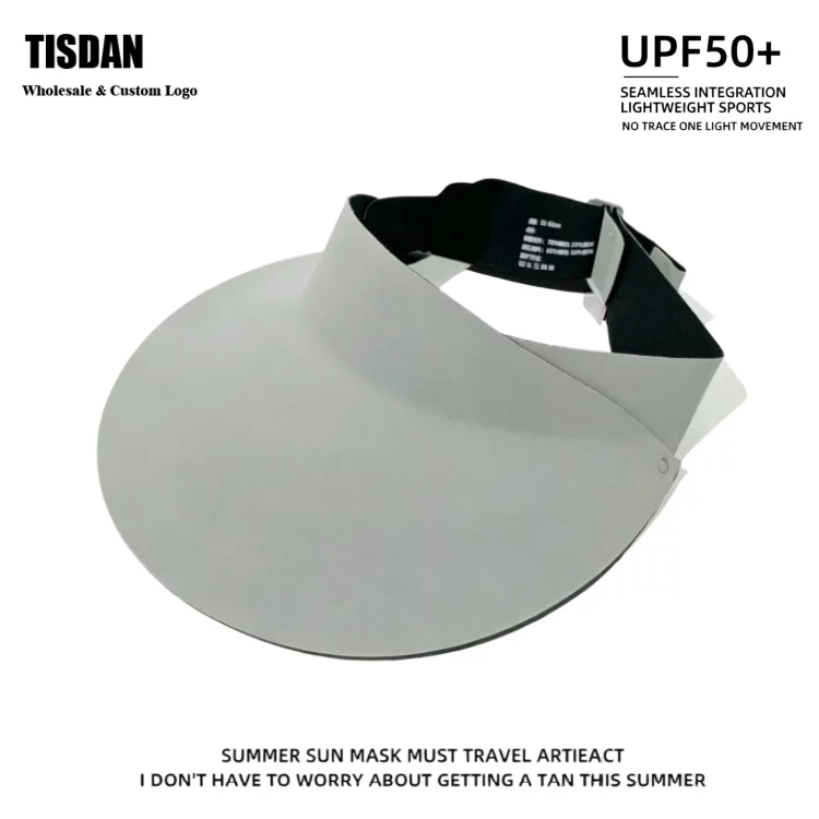 Custom Logo Ice Silk Sun Visor Light Gray – Breathable & Cool Wide Brim with Unobstructed Vision