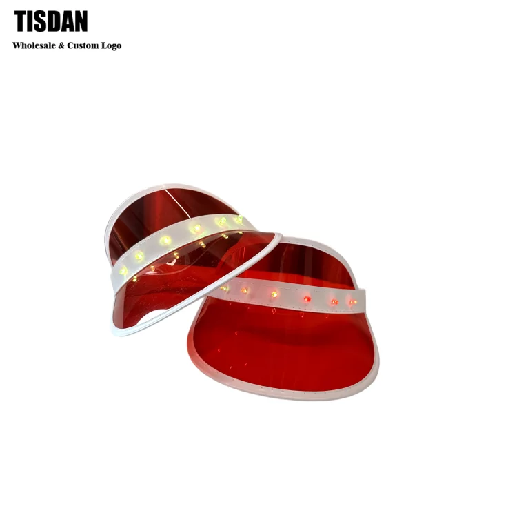 LED Light Up Bright Red Head‑Mounted UV Protection Sports Visor ()