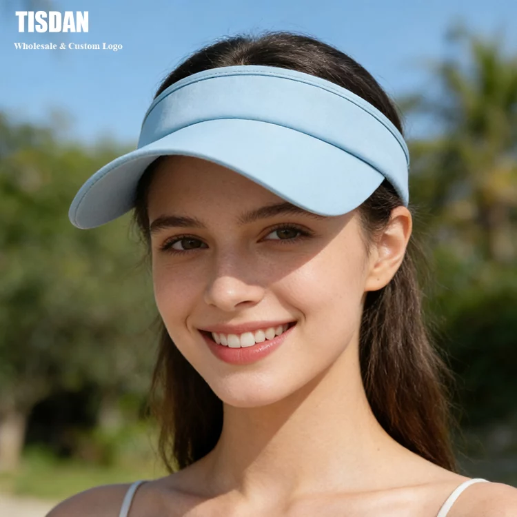 Light Blue Customizable Ice Silk Empty Top Sun Visor Hat for Summer Outdoor