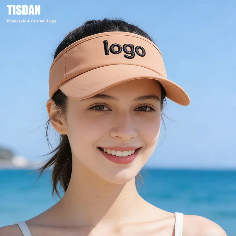 Light Orange Customizable Ice Silk Empty Top Sun Visor Hat for Summer Outdoor ()