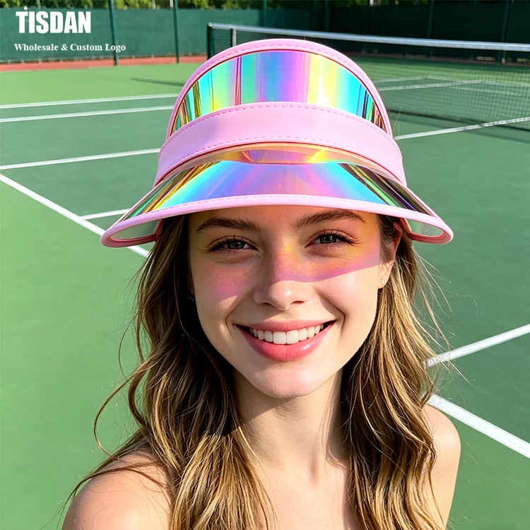 No‑Light Version Iridescent With Pink Trim Head‑Mounted UV Protection Sports Visor
