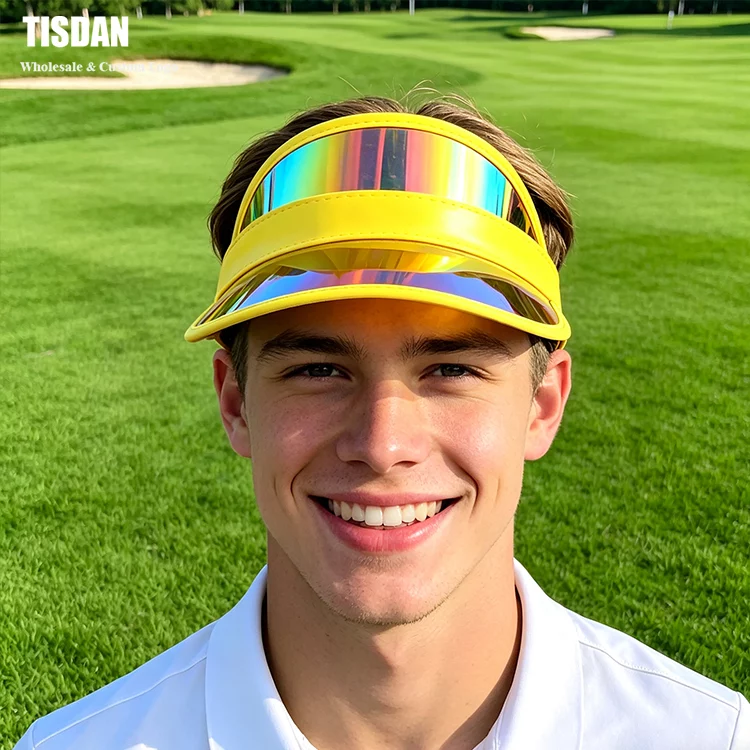 No‑Light Version Iridescent With Yellow Trim Head‑Mounted UV Protection Sports Visor