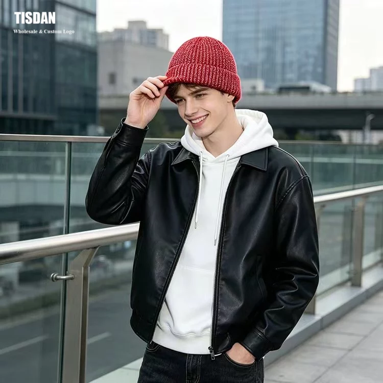 Reflective Thread Knit Beanie with Custom Logo Red – UV Protection & Warm Knit Hat