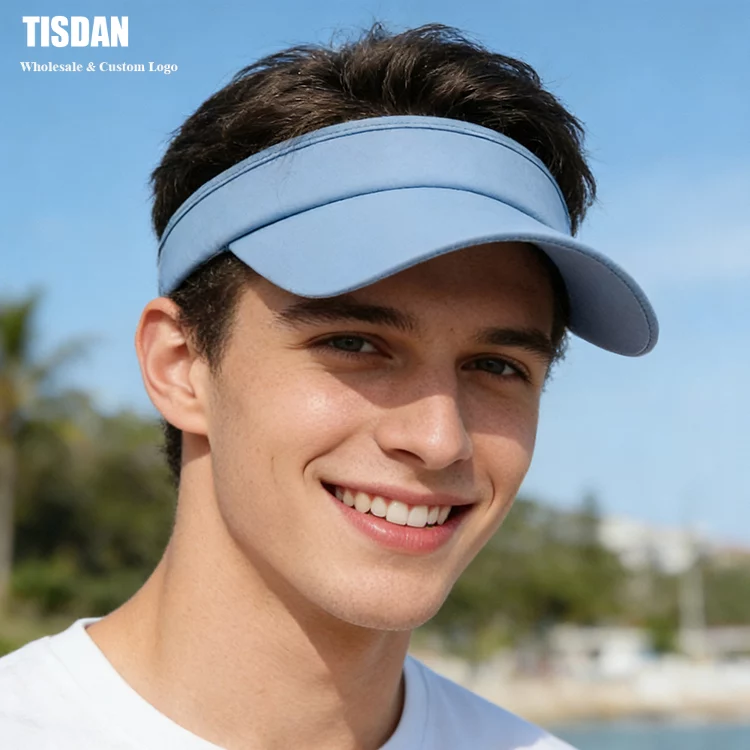 Sky Blue Customizable Ice Silk Empty Top Sun Visor Hat for Summer Outdoor
