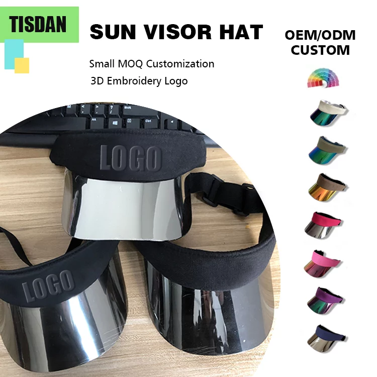 Small Order Custom UV Protection Adjustable Visor Hat Black — Empty Top Sun Visor for Daily Casual & Sports Golf Tennis