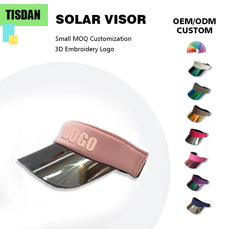 Small Order Custom UV Protection Adjustable Visor Hat Light Pink — Empty Top Sun Visor for Daily Casual & Sports Golf Tennis
