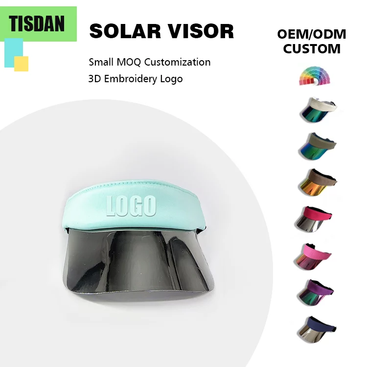 Small Order Custom UV Protection Adjustable Visor Hat Mint Blue — Empty Top Sun Visor for Daily Casual & Sports Golf Tennis