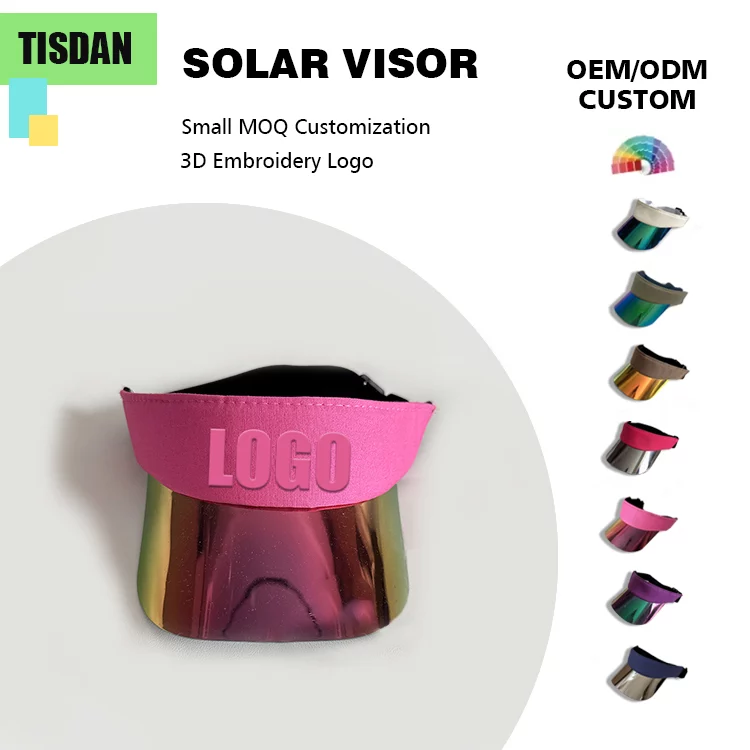 Small Order Custom UV Protection Adjustable Visor Hat Rose Red — Empty Top Sun Visor for Daily Casual & Sports Golf Tennis