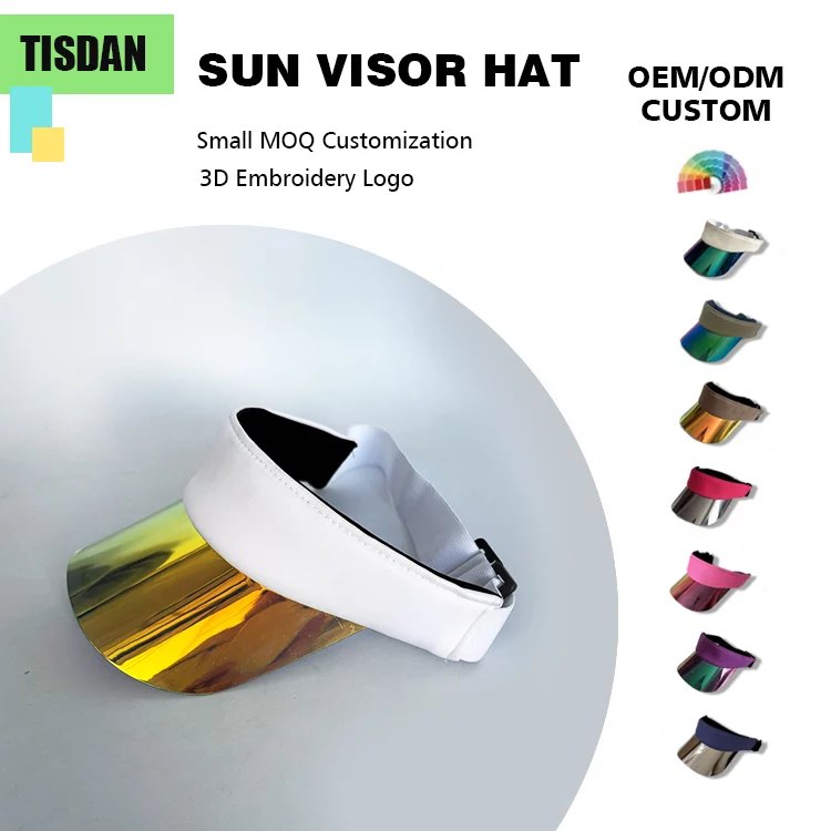 Small Order Custom UV Protection Adjustable Visor Hat White — Empty Top Sun Visor for Daily Casual & Sports Golf Tennis