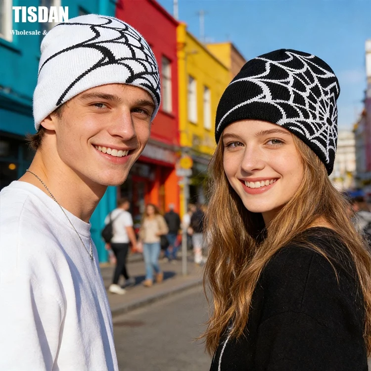 Unisex Jacquard Knit Beanie Black – Custom Logo Acrylic Hat