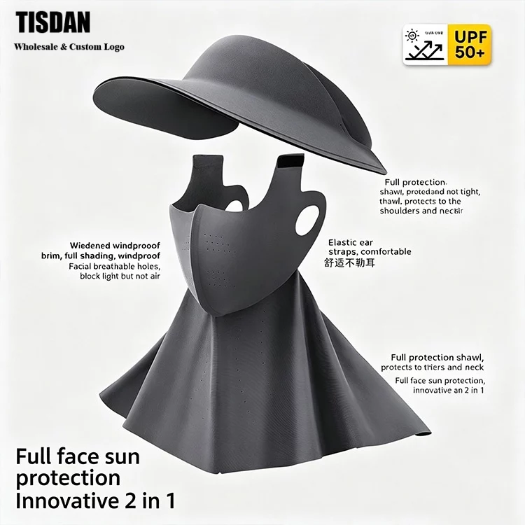 UPF + in Sun Protection Combo – Gray Wide Brim Visor with Full Face Coverage