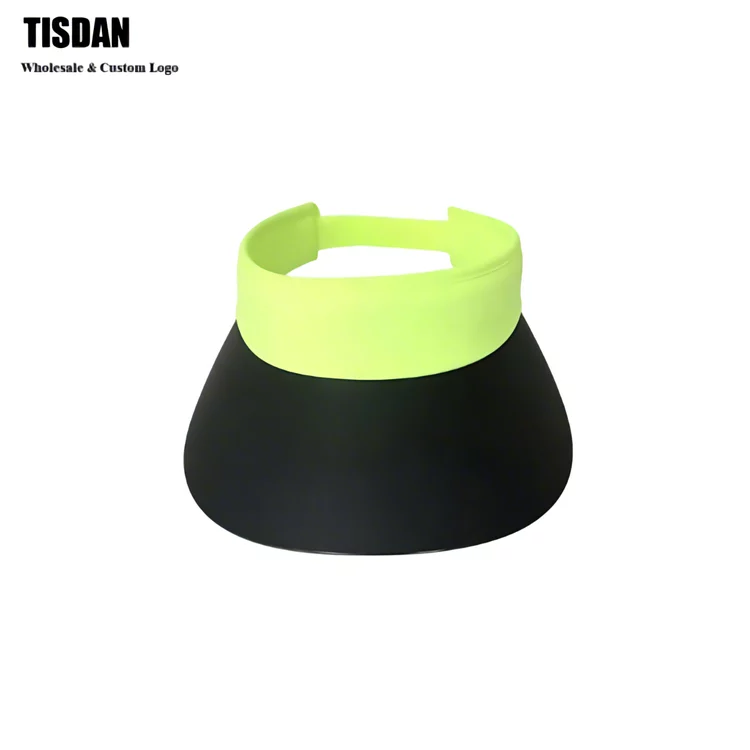 UPF + PVC Sun Visor Hat Black Wide Brim & Fluorescent Yellow Headband