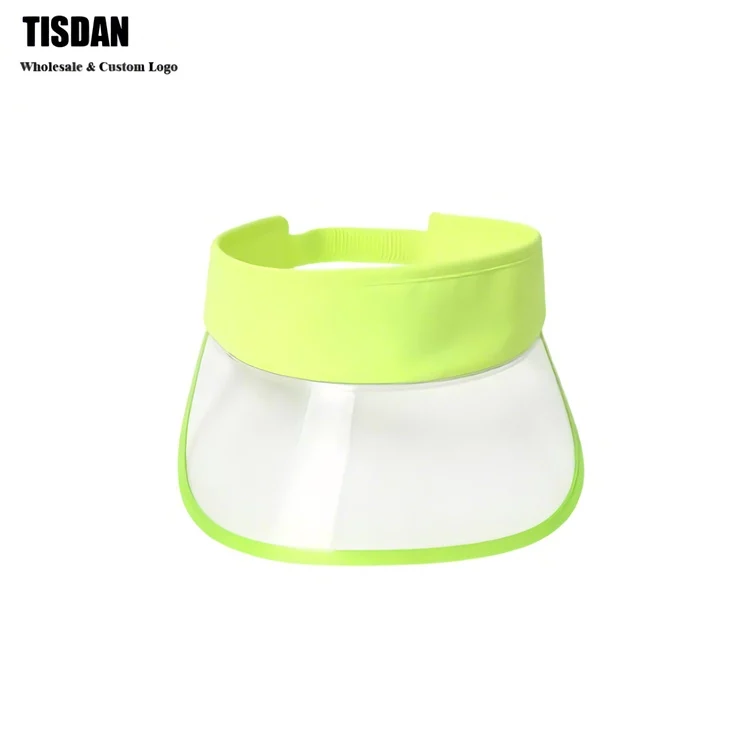 UPF + PVC Transparent Sun Visor Hat Clear Brim & Fluorescent Yellow Headband