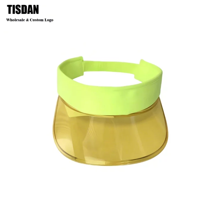 UPF + PVC Transparent Sun Visor Hat Yellow Clear Brim & Fluorescent Yellow Headband ()