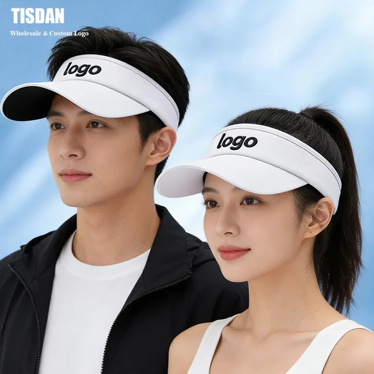 White Customizable Ice Silk Empty Top Sun Visor Hat for Summer Outdoor