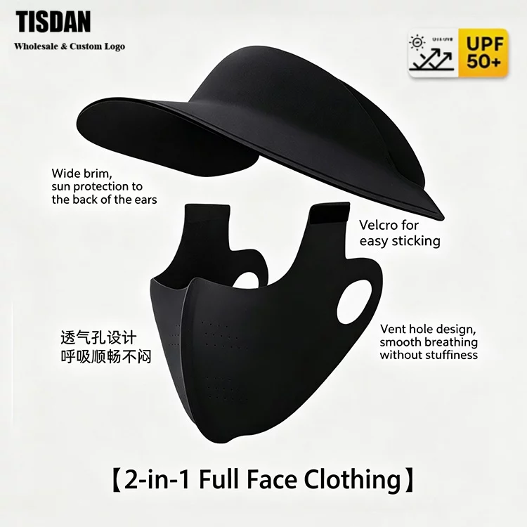 Wholesale in Sun Visor with Mask Black – Breathable & Cool