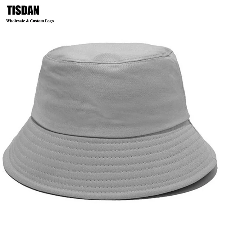 Wholesale Custom Embroidery Logo Bucket Hat Gray – Plain Cotton Fisherman Hats Bulk