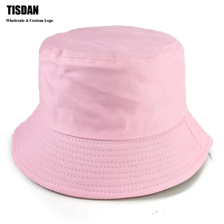 Wholesale Custom Embroidery Logo Bucket Hat Light Pink – Plain Cotton Fisherman Hats Bulk