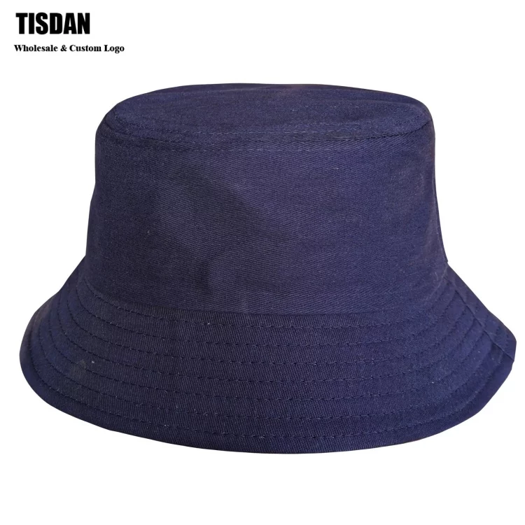 Wholesale Custom Embroidery Logo Bucket Hat Navy – Plain Cotton Fisherman Hats Bulk
