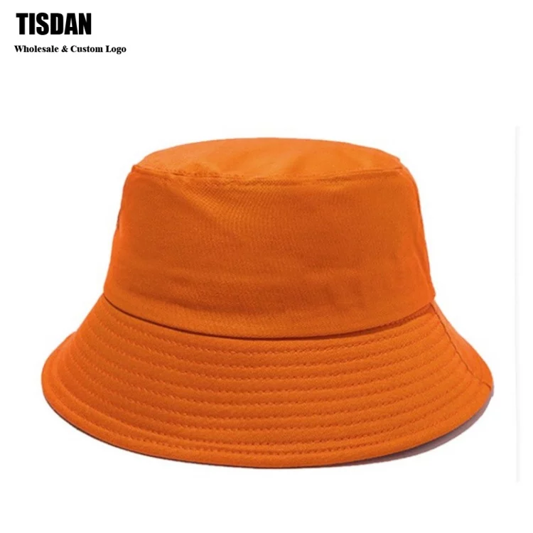 Wholesale Custom Embroidery Logo Bucket Hat Orange – Plain Cotton Fisherman Hats Bulk