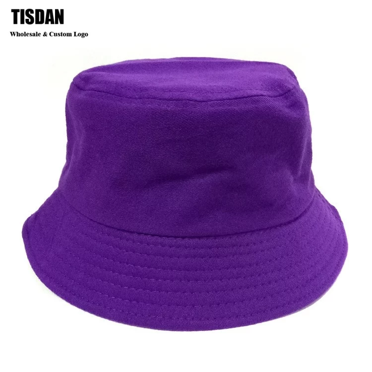 Wholesale Custom Embroidery Logo Bucket Hat Purple – Plain Cotton Fisherman Hats Bulk