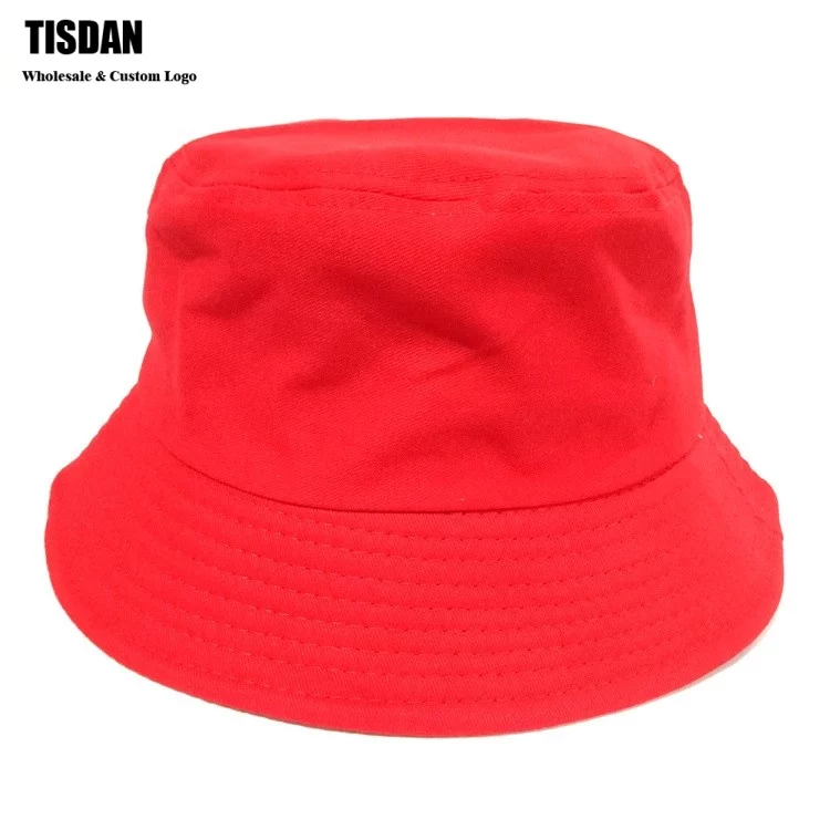 Wholesale Custom Embroidery Logo Bucket Hat Red – Plain Cotton Fisherman Hats Bulk