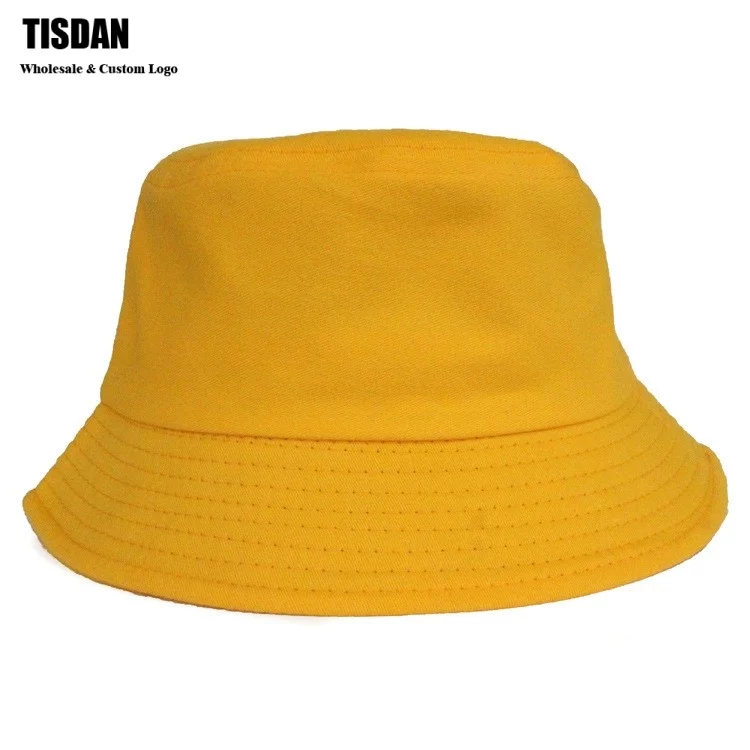 Wholesale Custom Embroidery Logo Bucket Hat Yellow – Plain Cotton Fisherman Hats Bulk